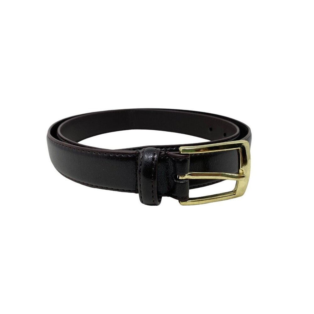 Mens‎ Dark Brown Leather Dress Belt Gold Tone Buckle Size 40 Business Career